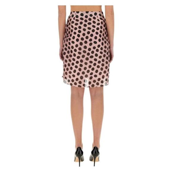 Nina Ricci Polka Dot Skirt With Asymmetric Bow in Black on Blush FR 40 US 8 - Picture 3 of 6